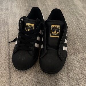 Adidas Black Superstar ADV Sneakers with White Stripes